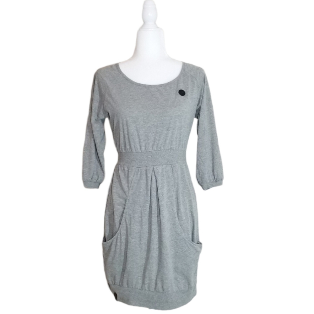 :::SOLD:::Naketano grey casual dress 3/4 sleeve pockets M